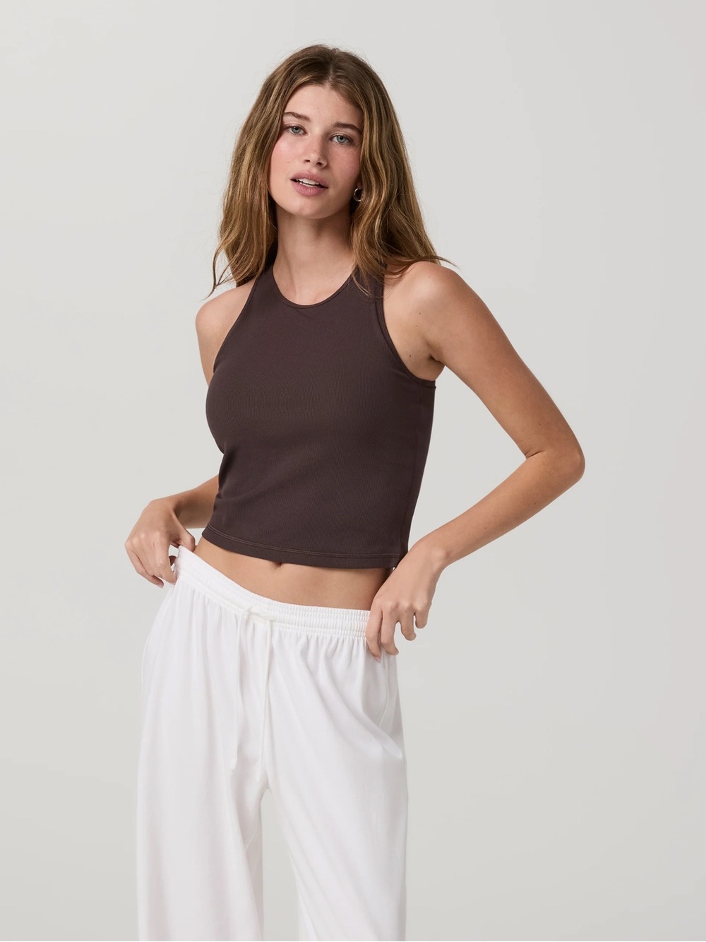Old Navy Racerback Pose Plyo Crop Tank Top Built-In-Bralette Large Powerchill